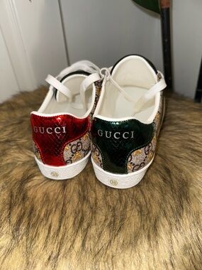 Gucci Bee Monogram Ace Sneakers - Brown/Yellow/White